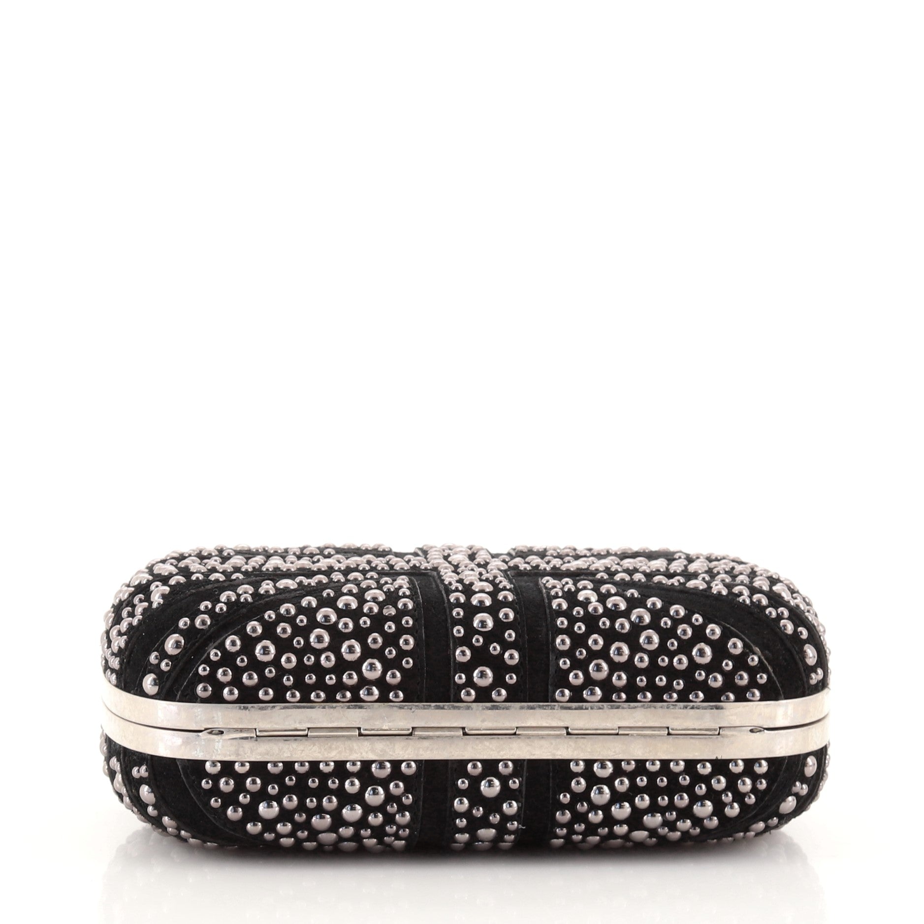 Britannia Skull Box Clutch Studded Suede Small