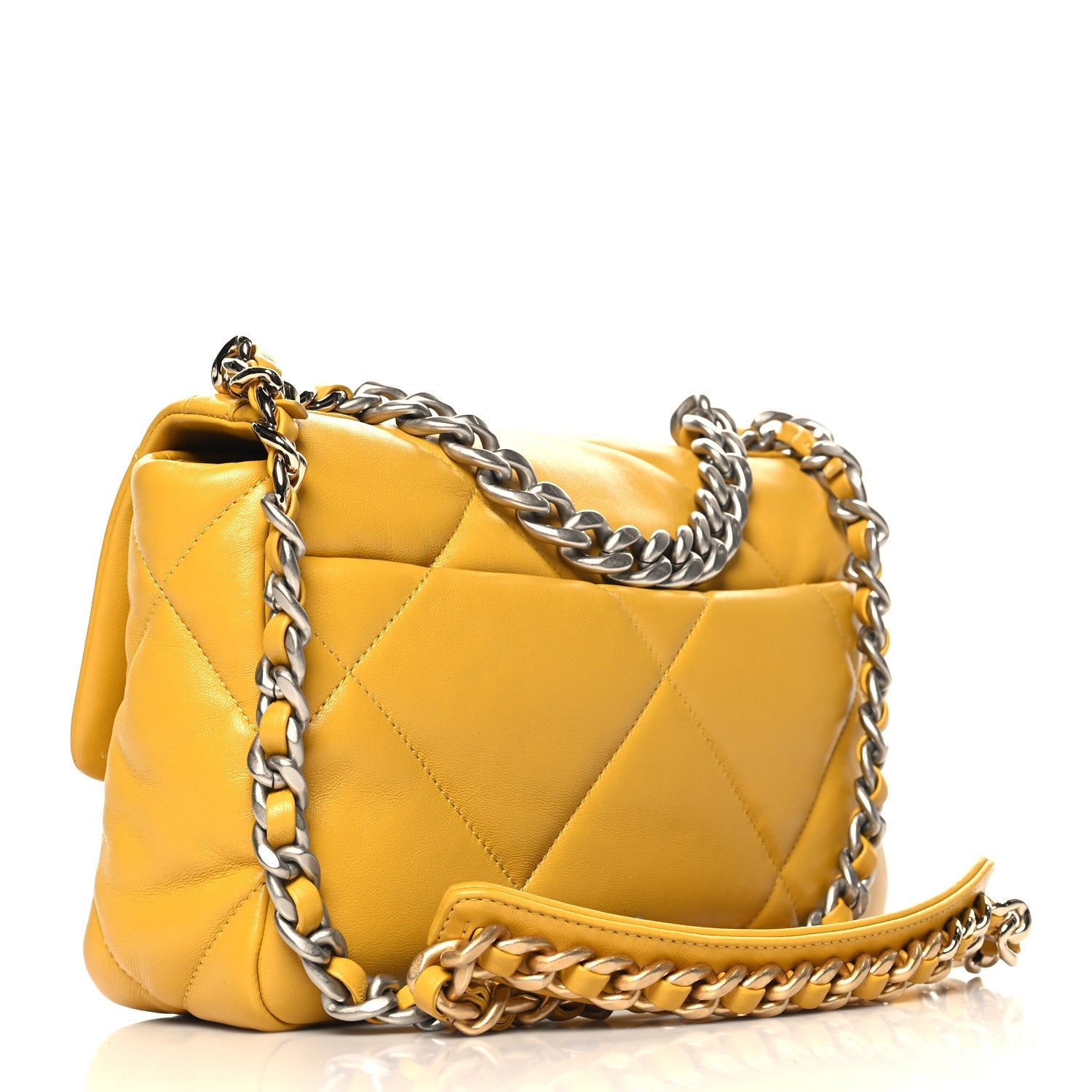 Lambskin Quilted Medium Chanel 19 Flap Yellow