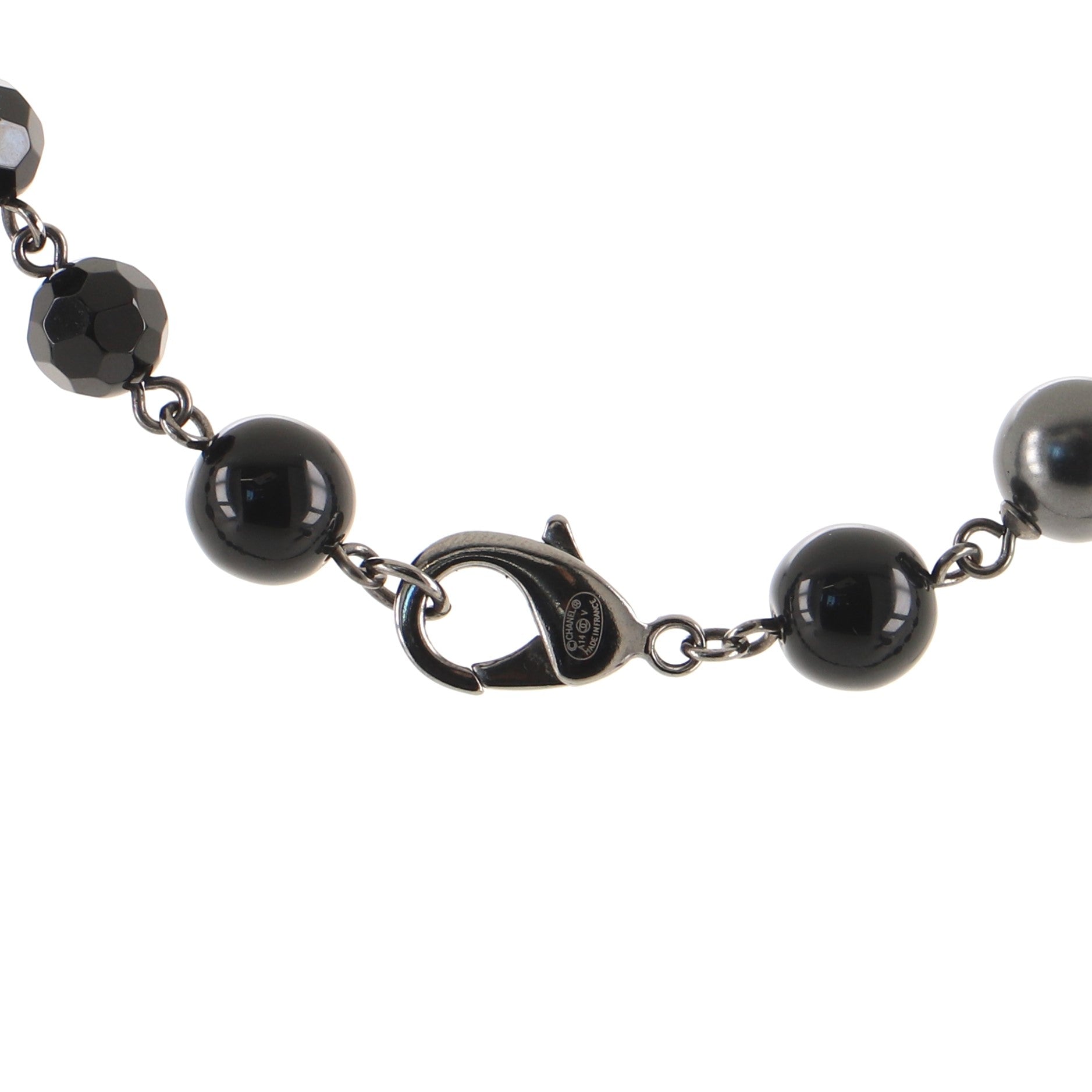 CC Station Long Necklace Ruthenium with Resin and Faux Pearls