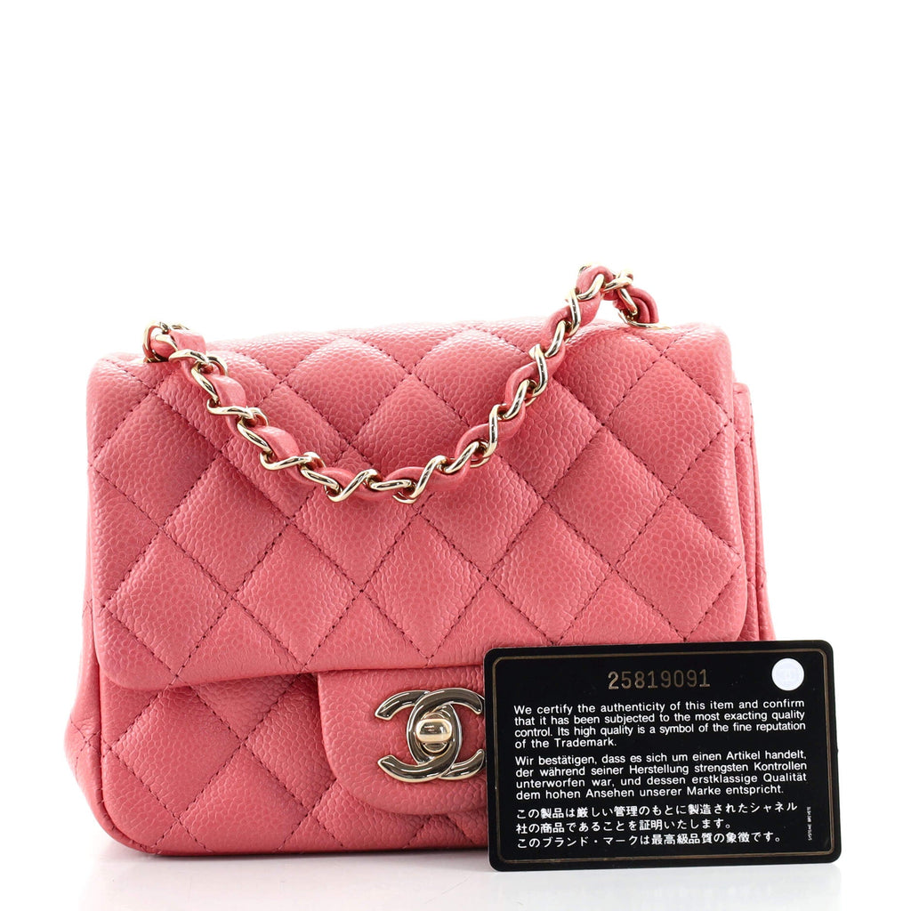 Square Classic Single Flap Bag Quilted Caviar Mini