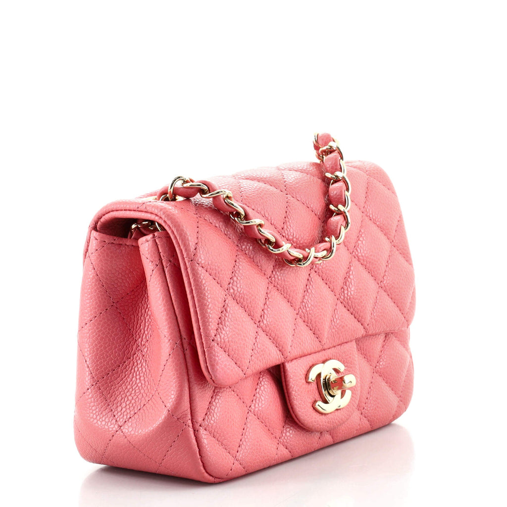 Square Classic Single Flap Bag Quilted Caviar Mini
