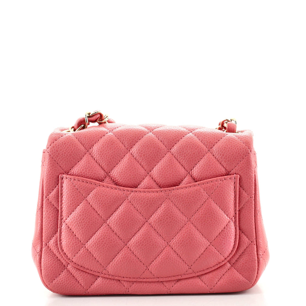 Square Classic Single Flap Bag Quilted Caviar Mini