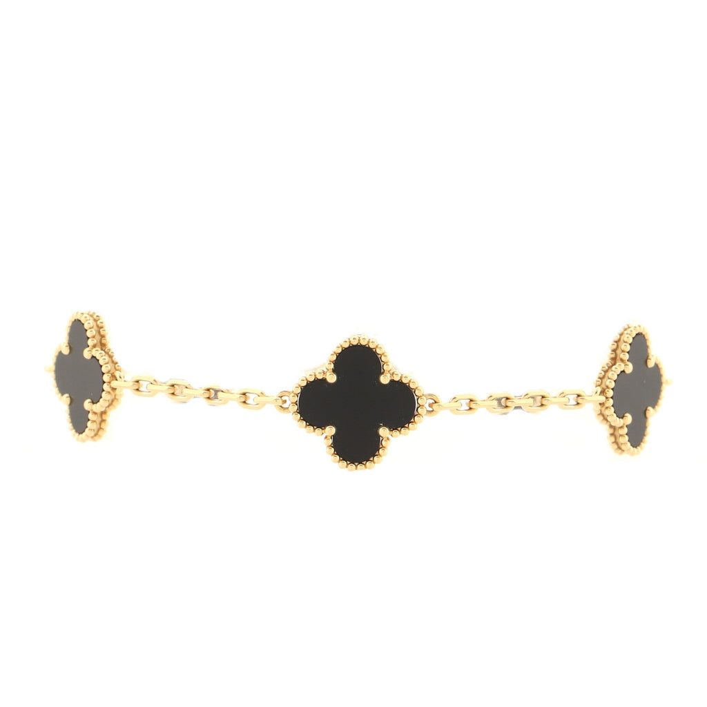 Vintage Alhambra 5 Motifs Bracelet 18K Yellow Gold and Onyx