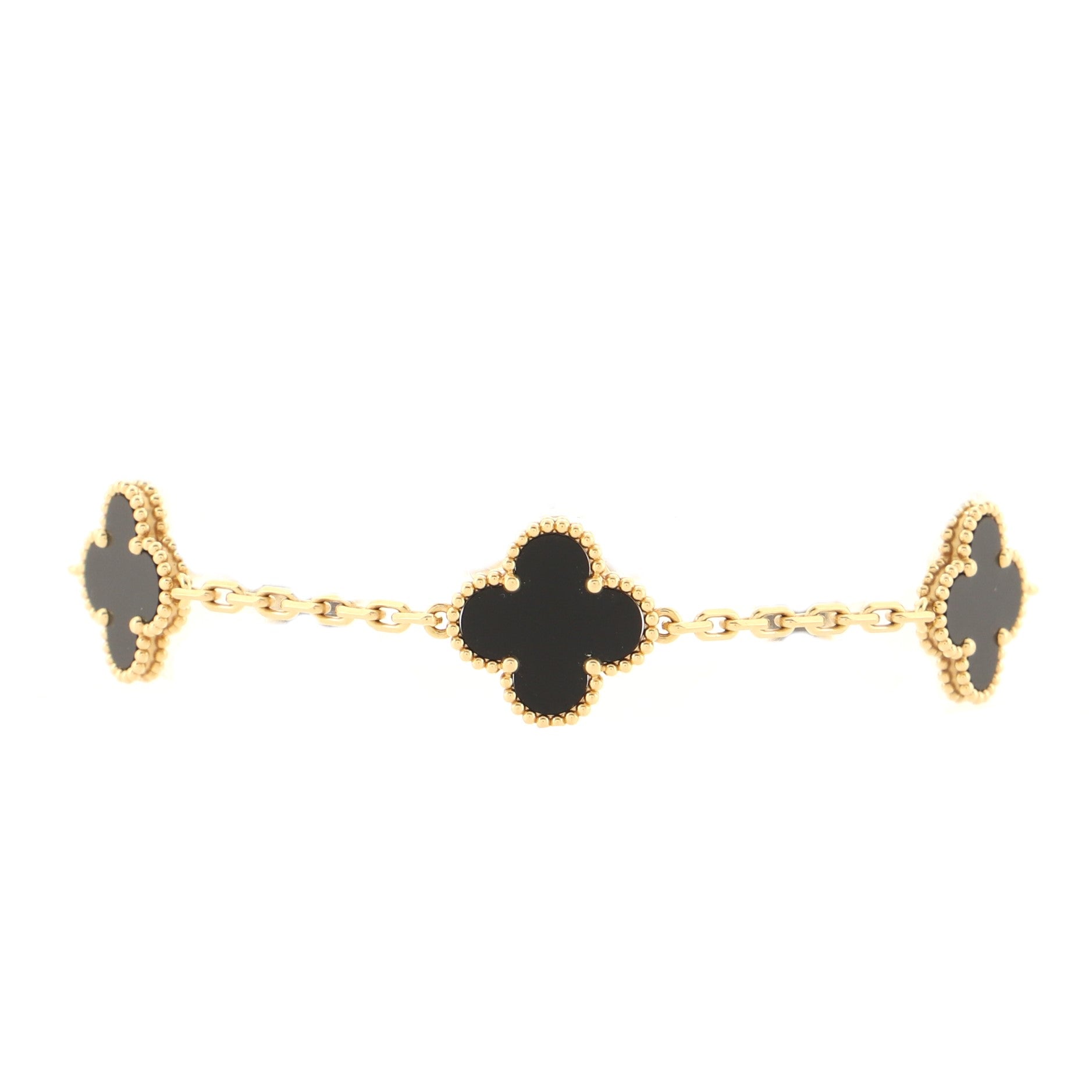 Vintage Alhambra 5 Motifs Bracelet 18K Yellow Gold and Onyx