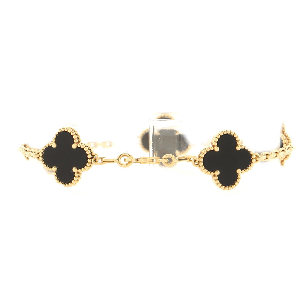 Vintage Alhambra 5 Motifs Bracelet 18K Yellow Gold and Onyx