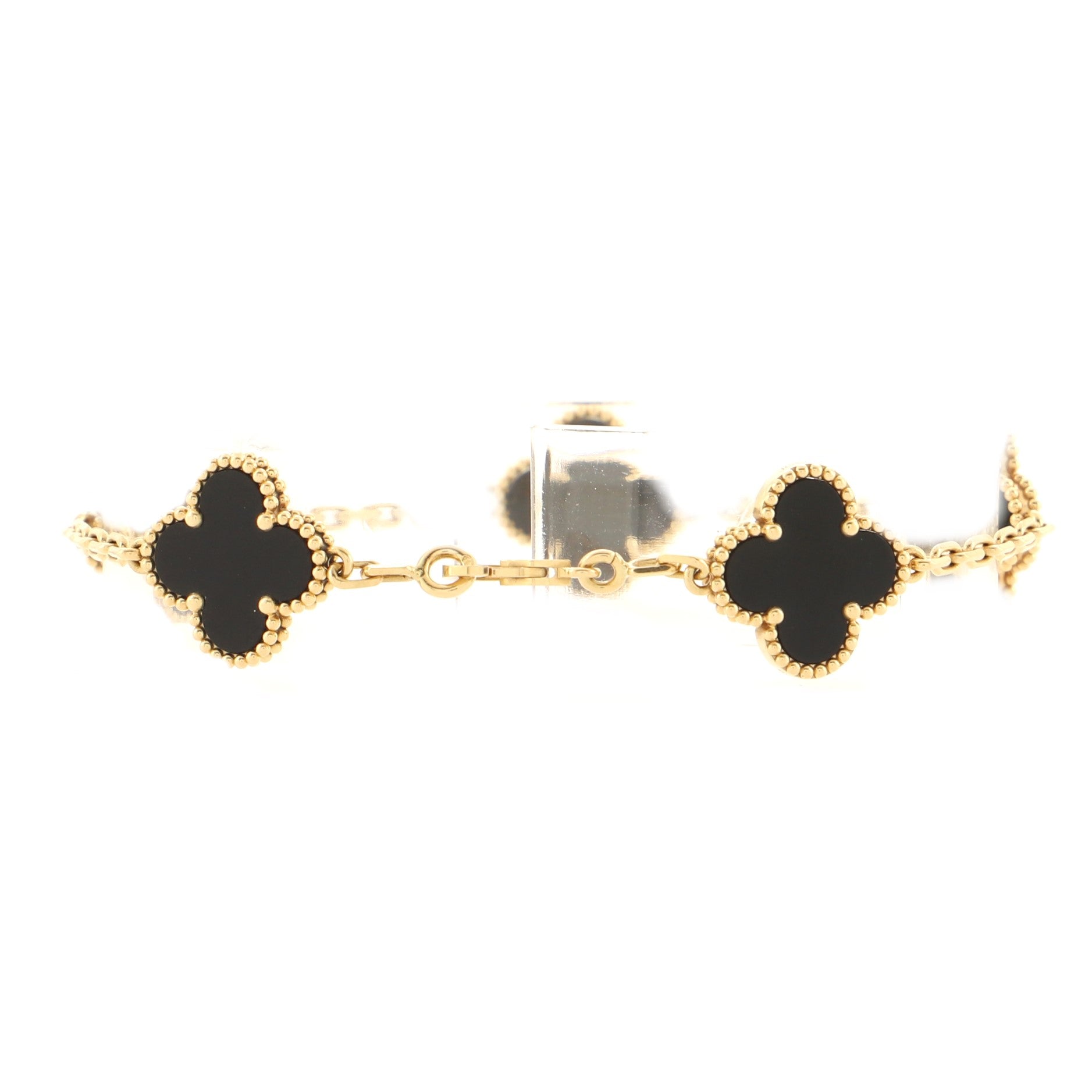 Vintage Alhambra 5 Motifs Bracelet 18K Yellow Gold and Onyx