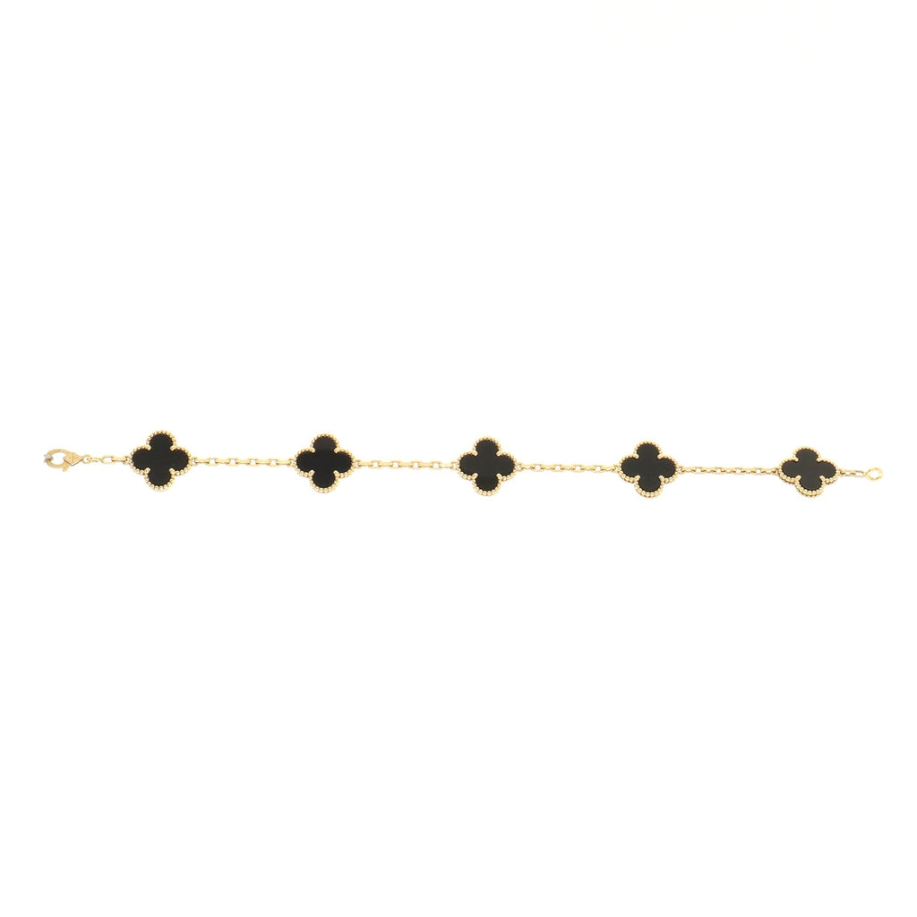 Vintage Alhambra 5 Motifs Bracelet 18K Yellow Gold and Onyx