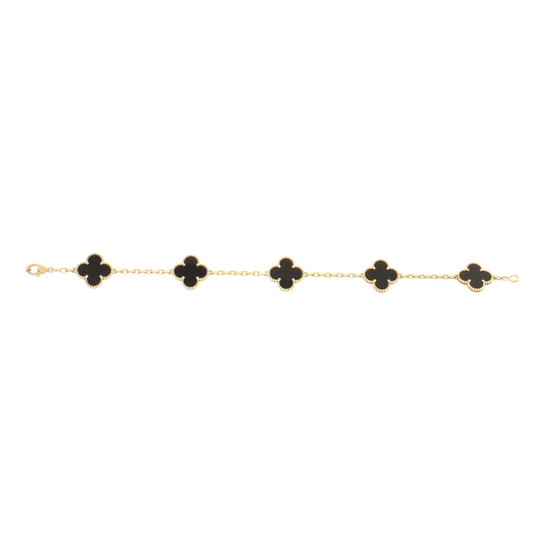 Vintage Alhambra 5 Motifs Bracelet 18K Yellow Gold and Onyx