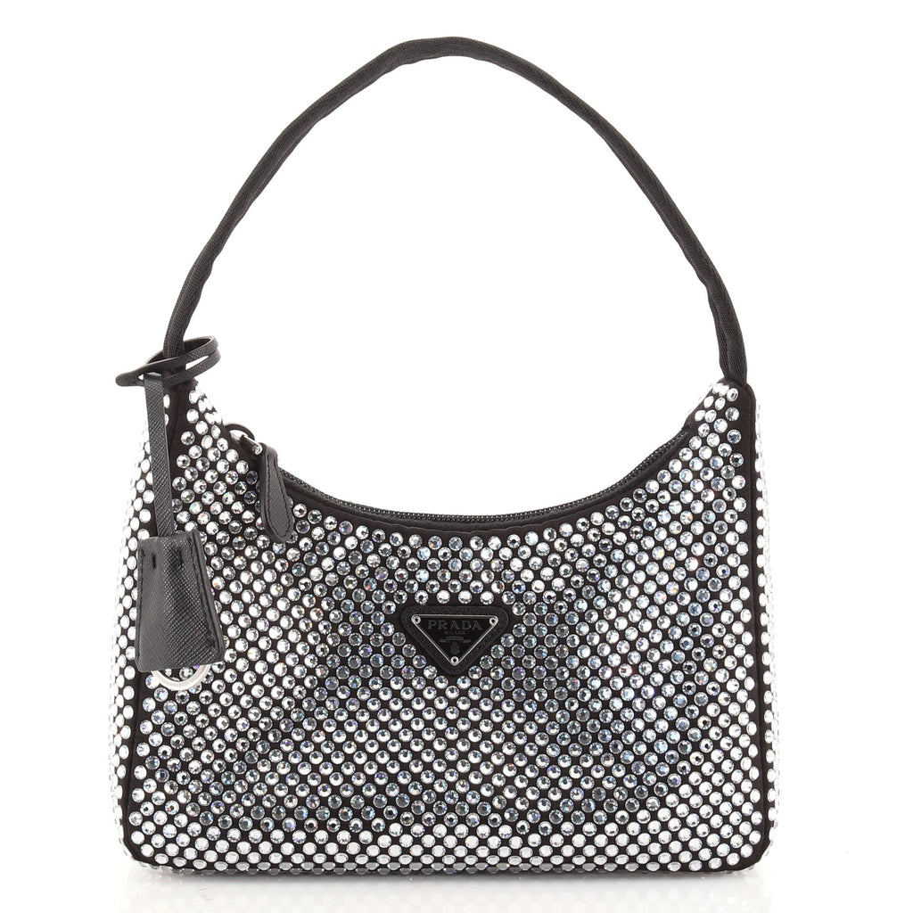 Re-Edition 2000 Hobo Crystal Embellished Satin Mini