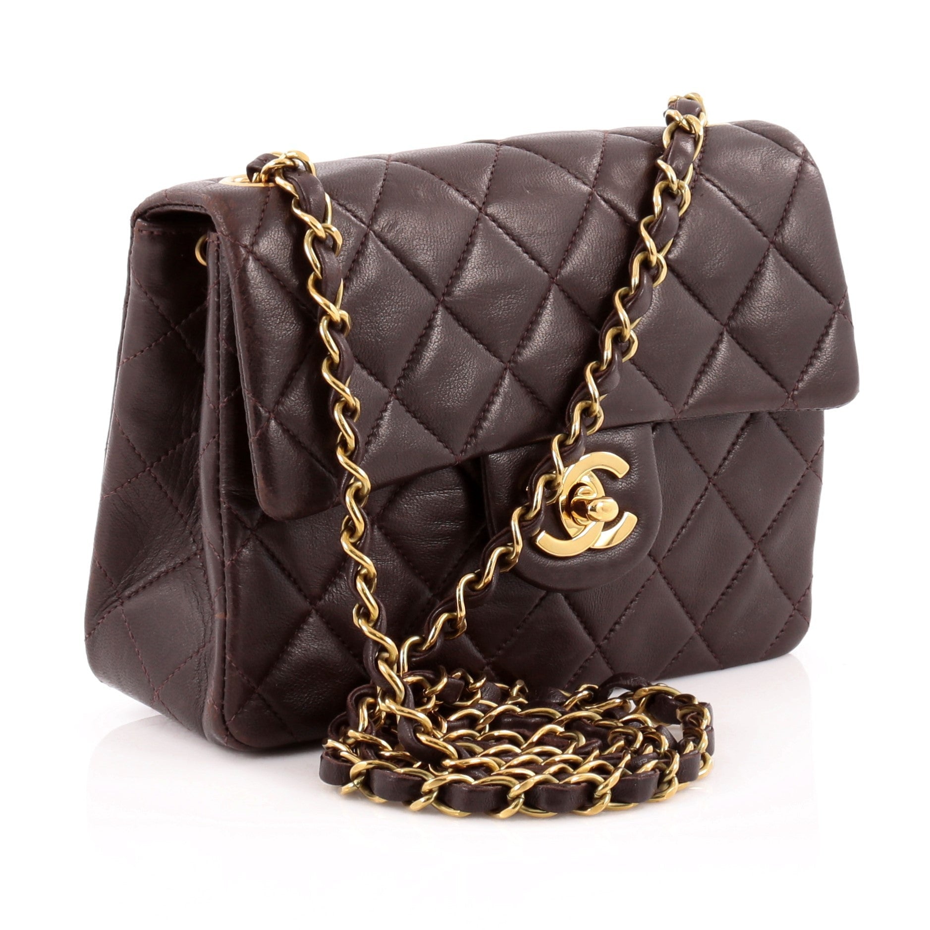 Vintage Square Classic Single Flap Bag Quilted Leather Mini
