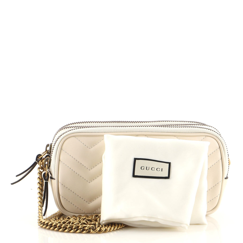 GG Marmont Triple Zip Chain Bag Matelasse Leather Mini
