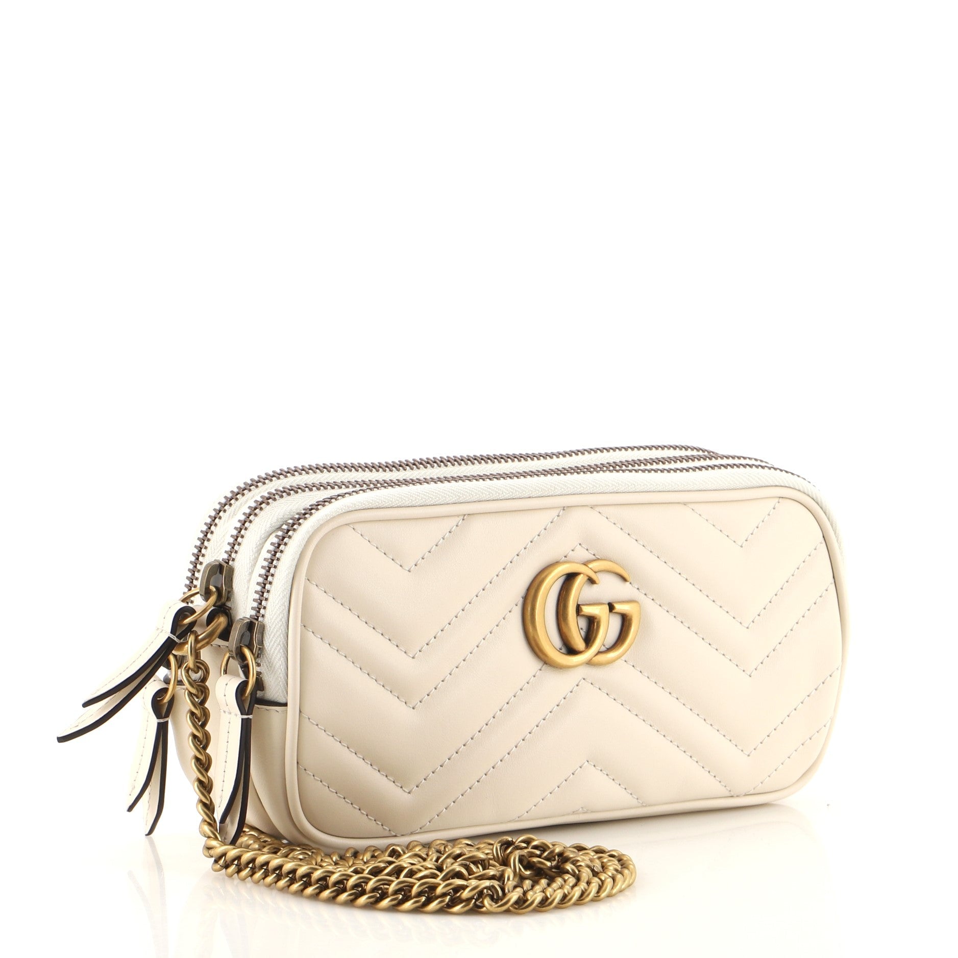 GG Marmont Triple Zip Chain Bag Matelasse Leather Mini