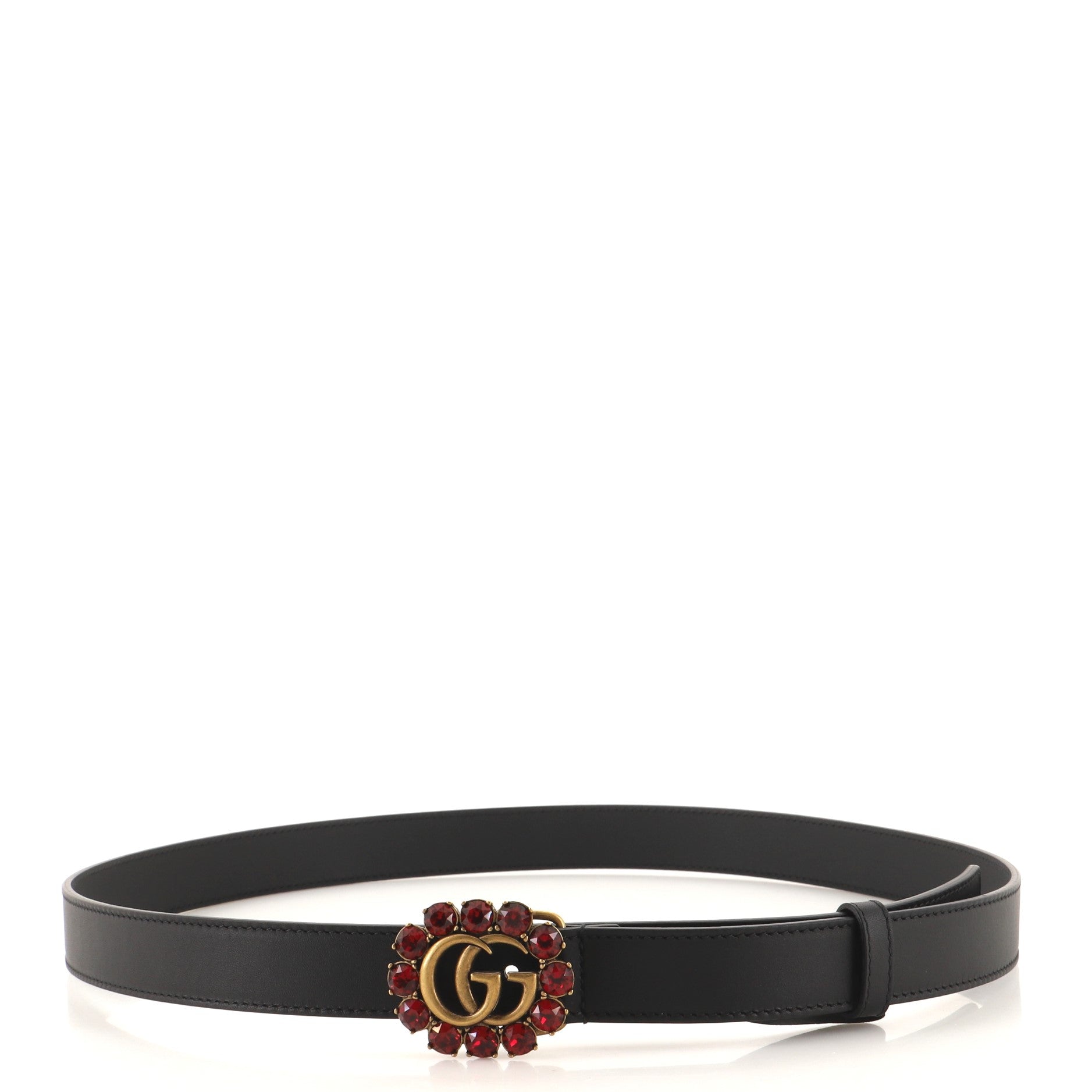 Crystal Around GG Belt Leather Thin 95