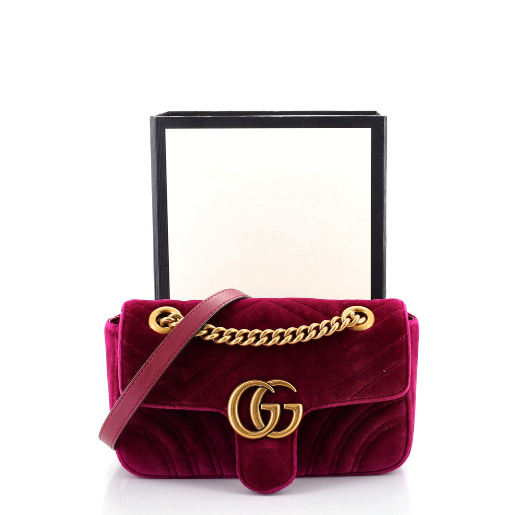 GG Marmont Flap Bag Matelasse Velvet Mini