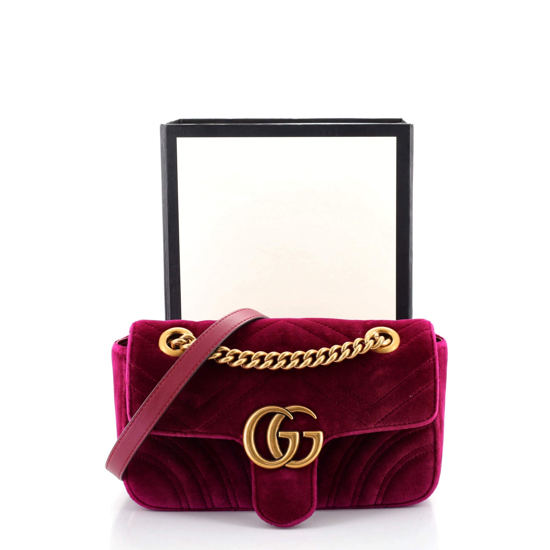 GG Marmont Flap Bag Matelasse Velvet Mini