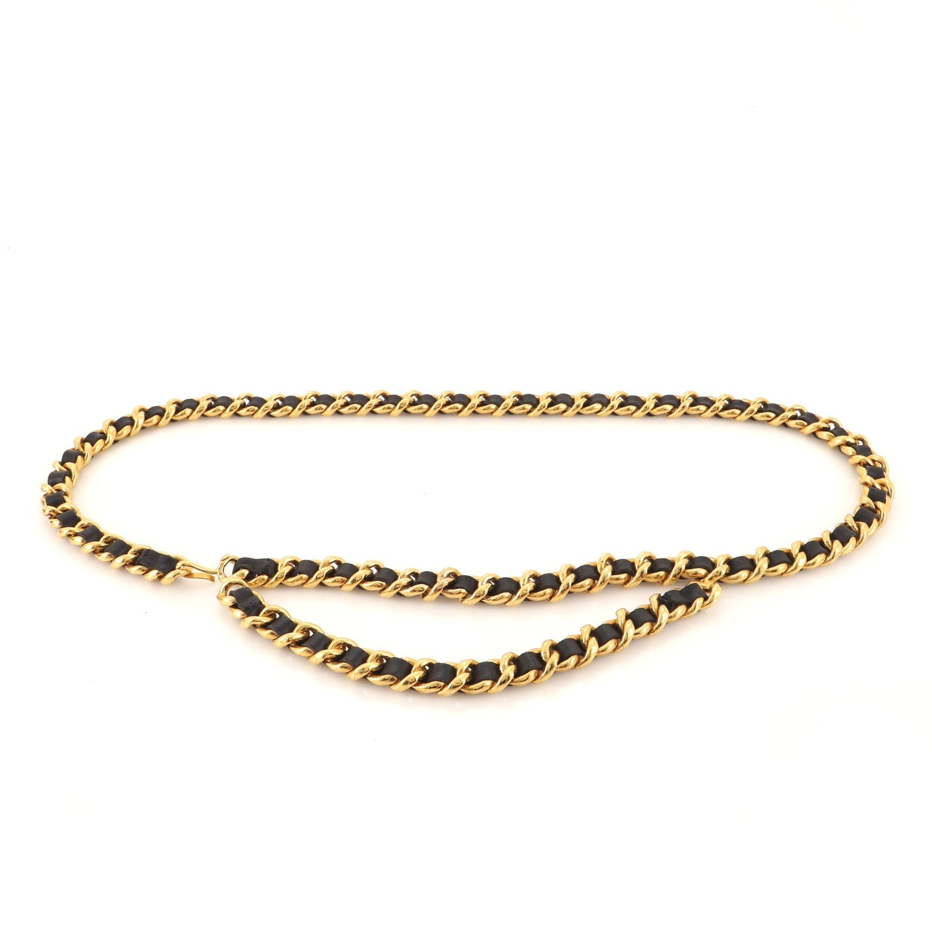 Vintage Chain Belt Metal and Leather 95
