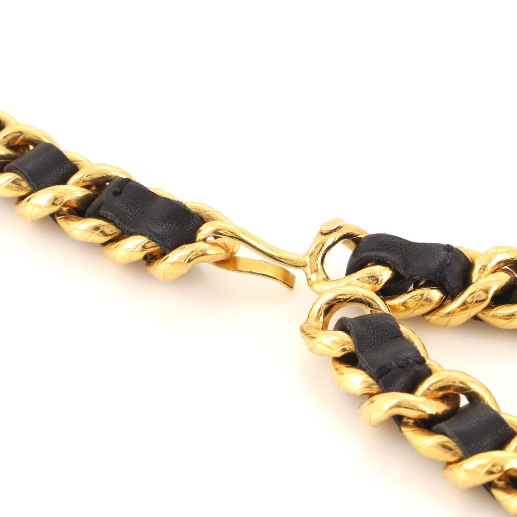 Vintage Chain Belt Metal and Leather 95