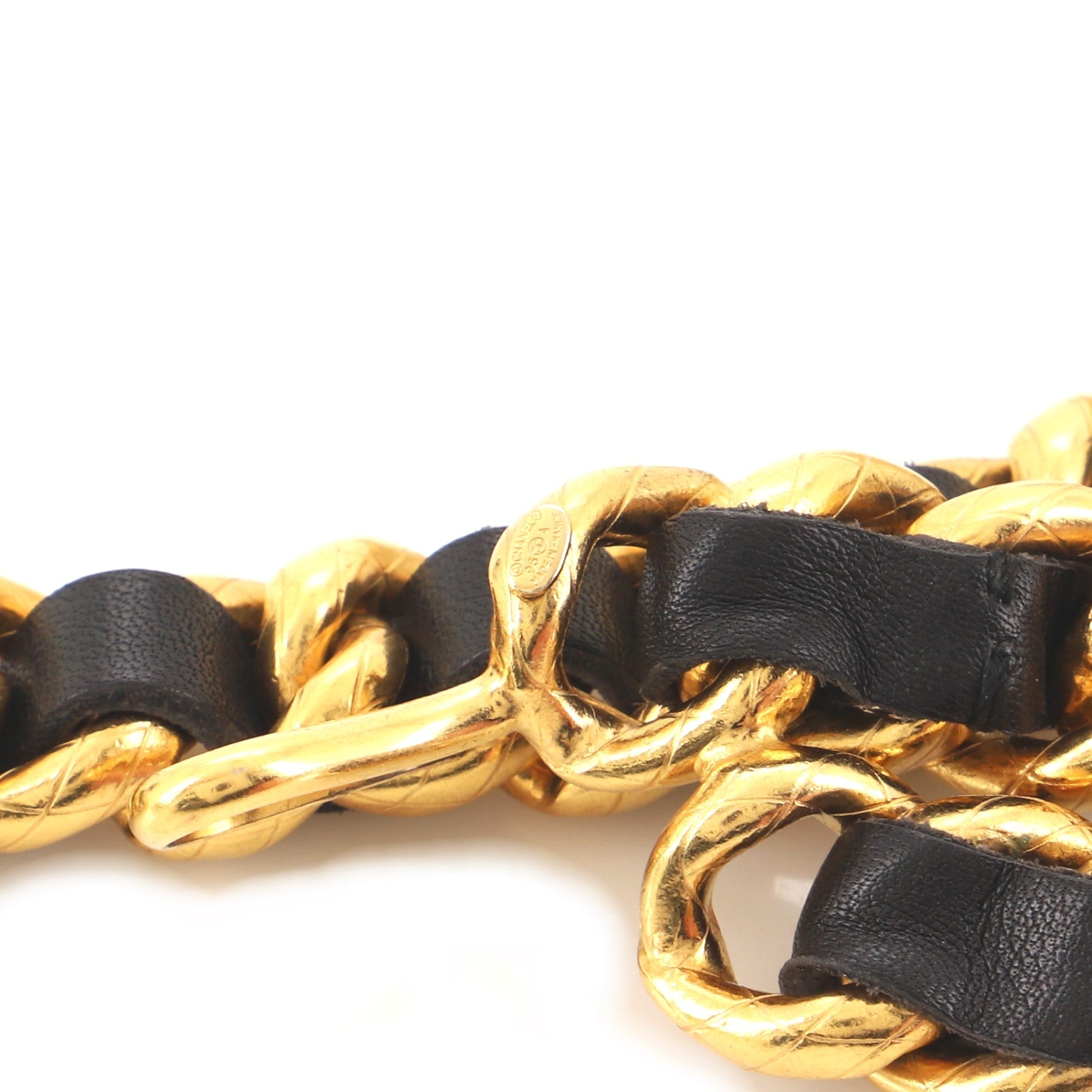 Vintage Chain Belt Metal and Leather 95