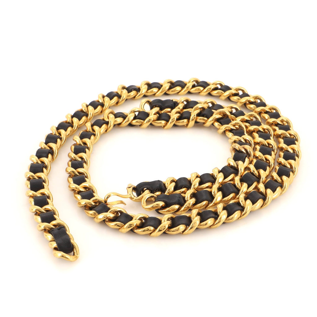 Vintage Chain Belt Metal and Leather 95