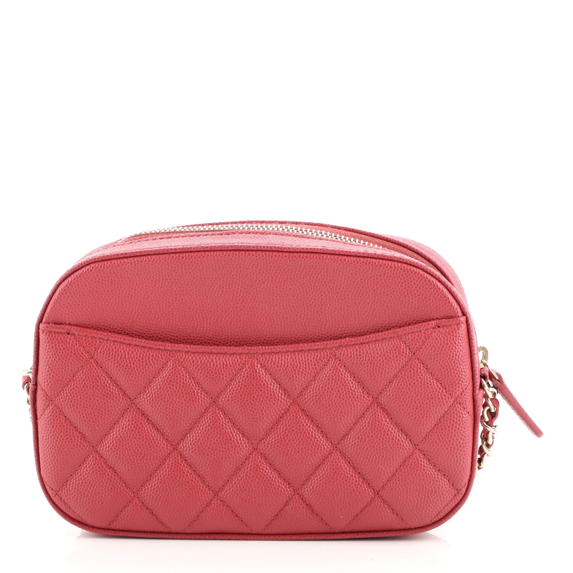Zip Around Chain Camera Case Quilted Caviar Mini