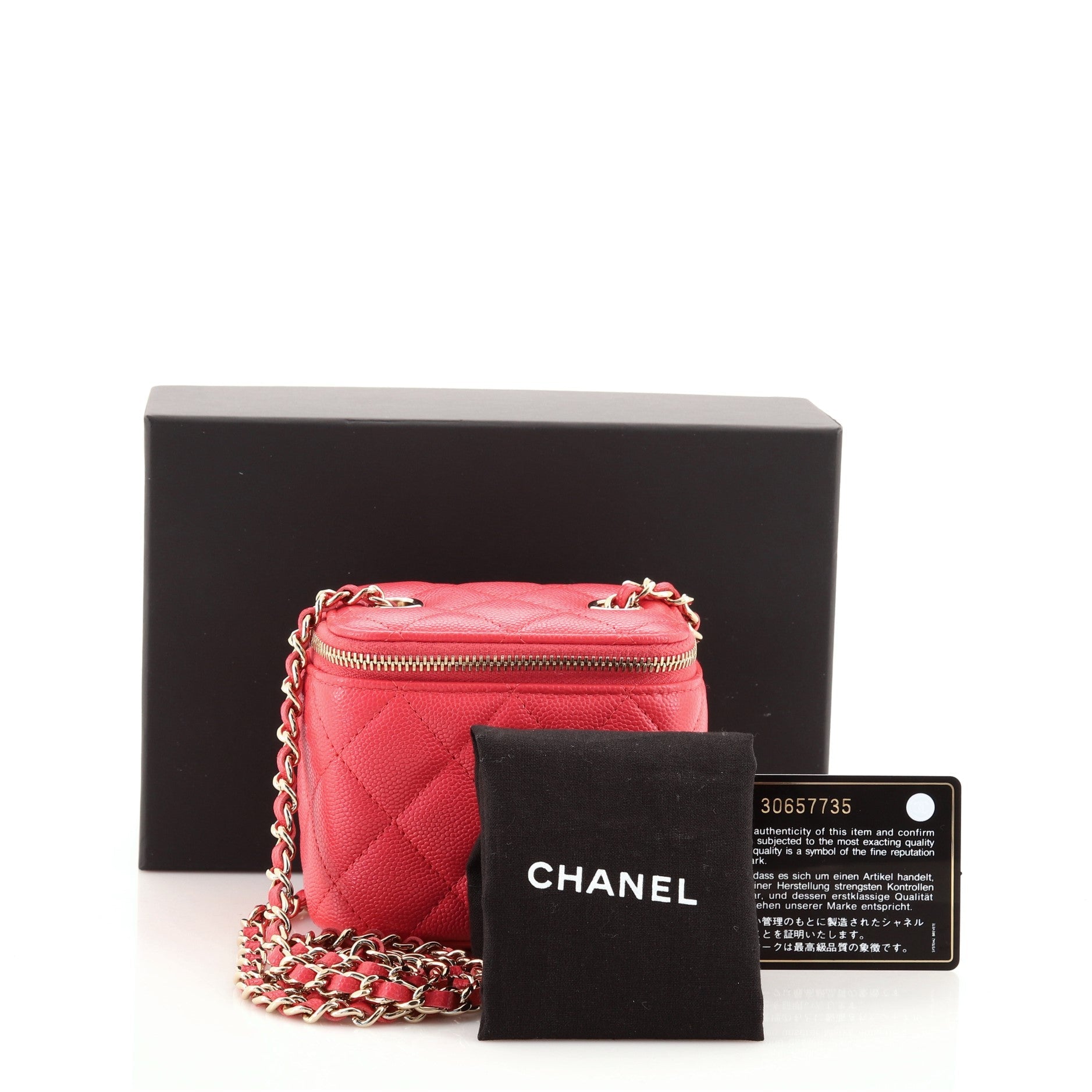 Classic Vanity Case with Chain Quilted Caviar Mini