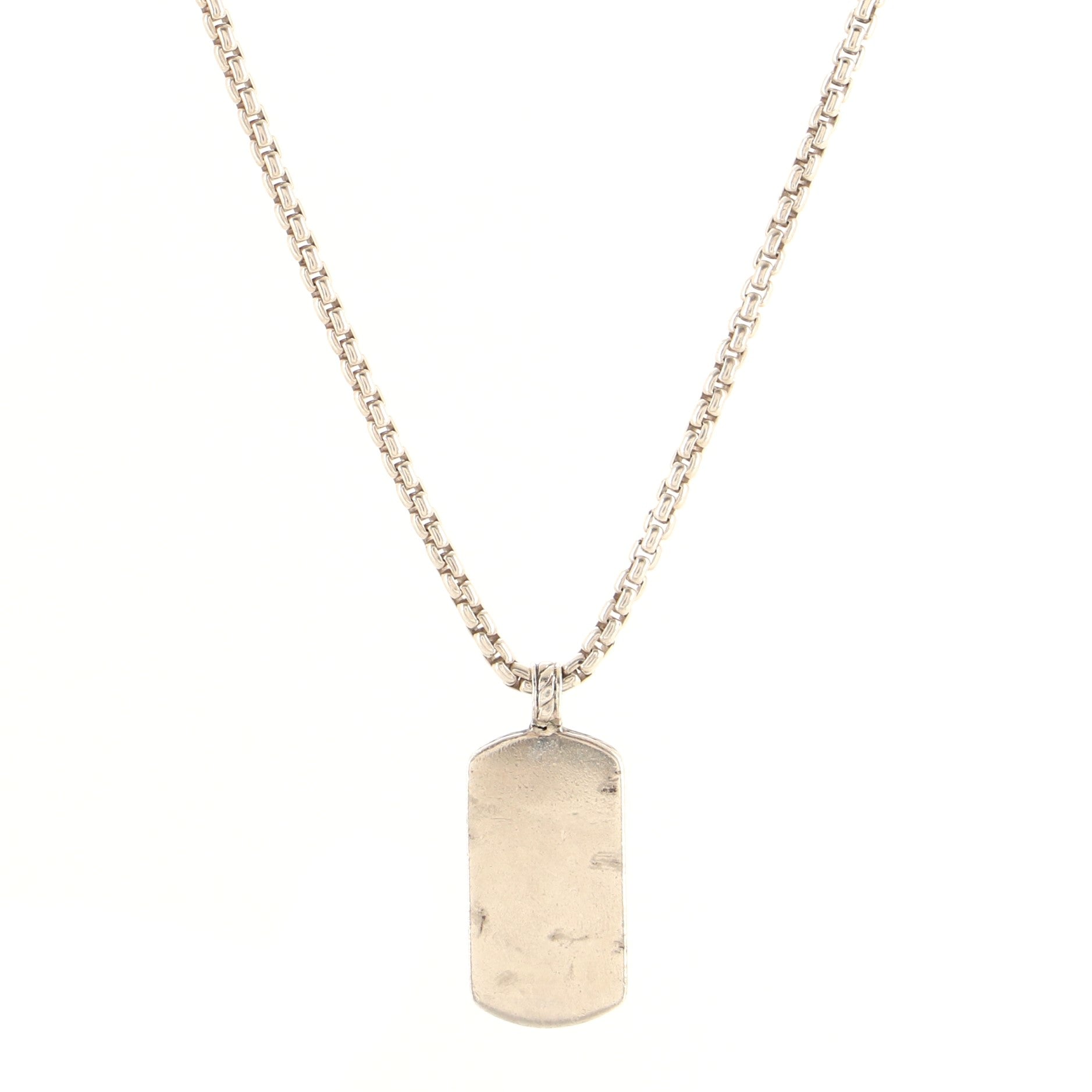 Dog Tag Pendant Necklace Sterling Silver Small