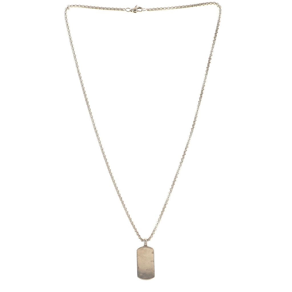 Dog Tag Pendant Necklace Sterling Silver Small