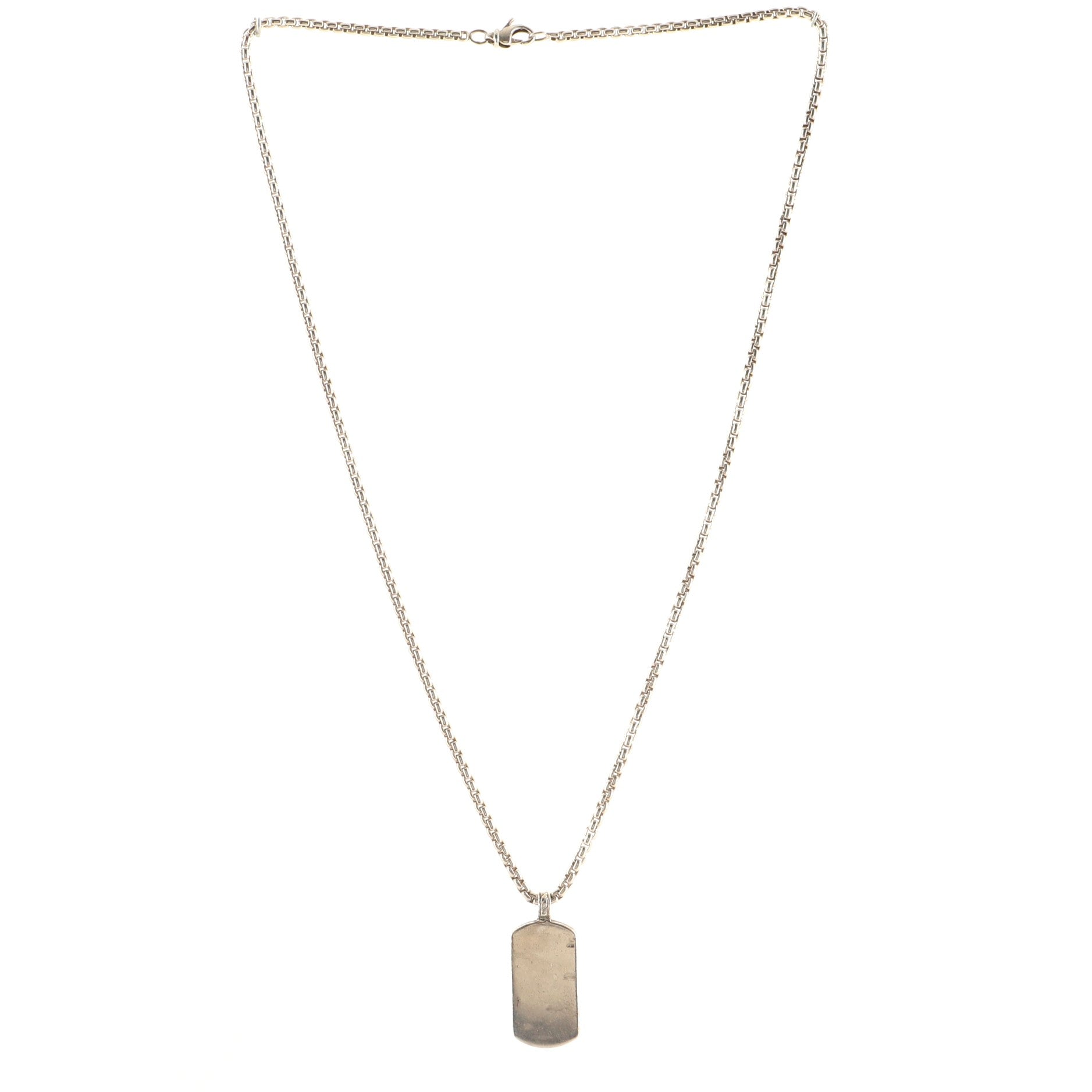 Dog Tag Pendant Necklace Sterling Silver Small