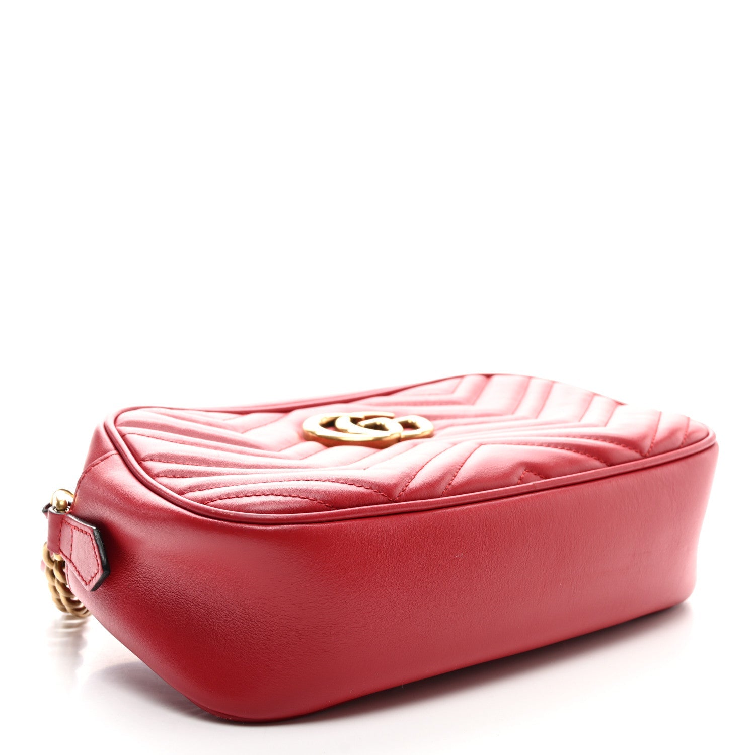 Calfskin Matelasse Small GG Marmont Chain Shoulder Bag Hibiscus Red