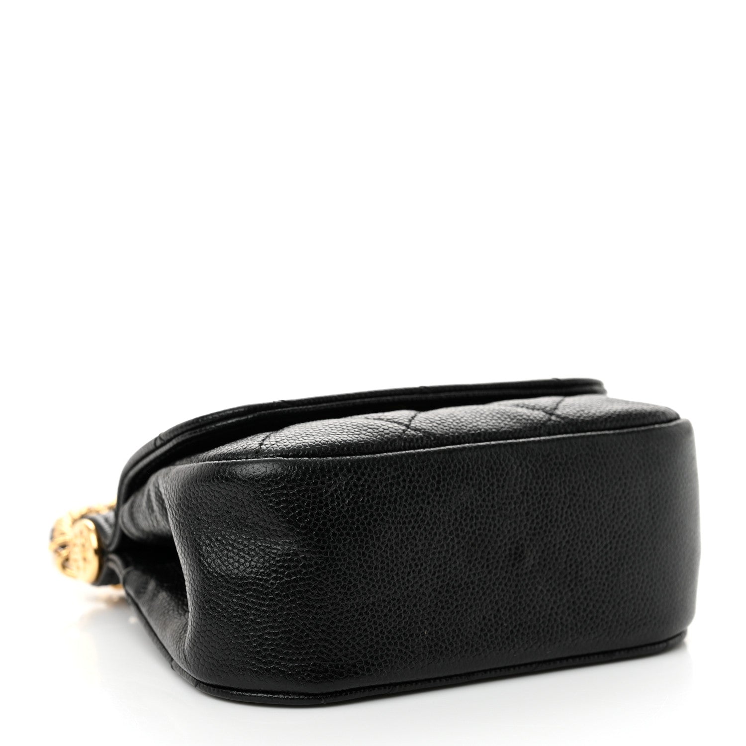 Caviar Quilted Mini Flap Clutch With Chain Black