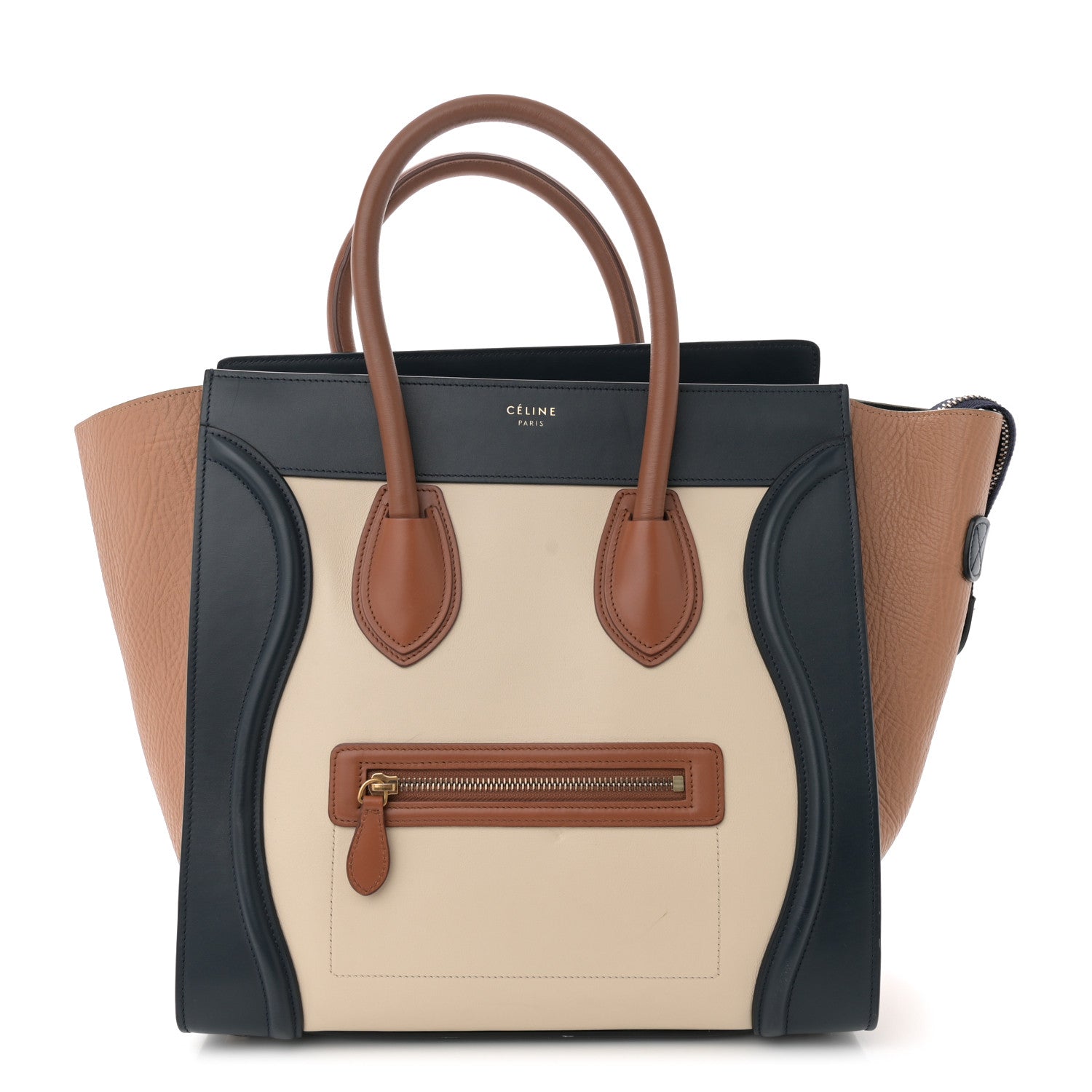 Elephant Calfskin Mini Tri-Color Luggage Brown