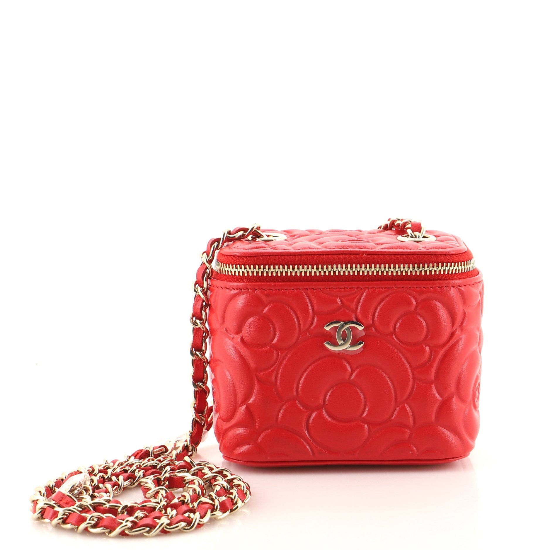 Classic Vanity Case with Chain Camellia Lambskin Mini