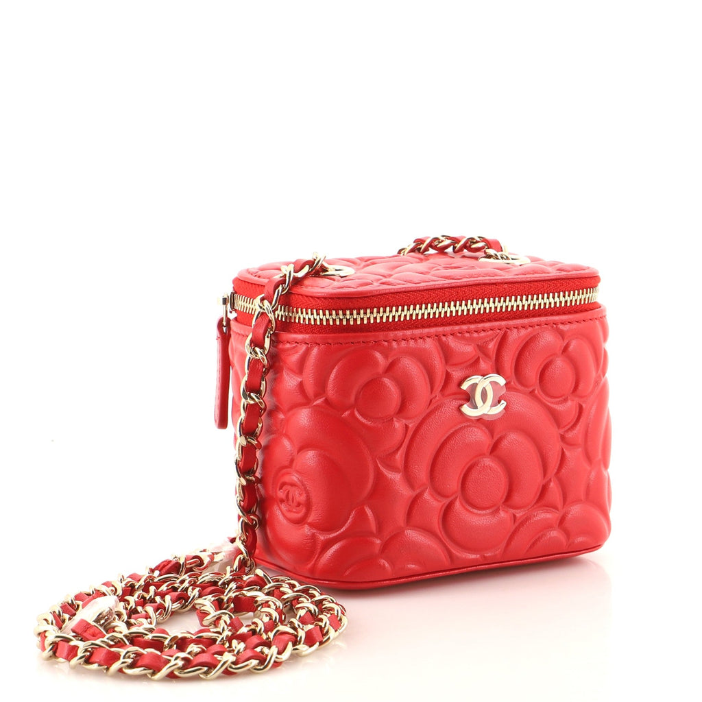 Classic Vanity Case with Chain Camellia Lambskin Mini