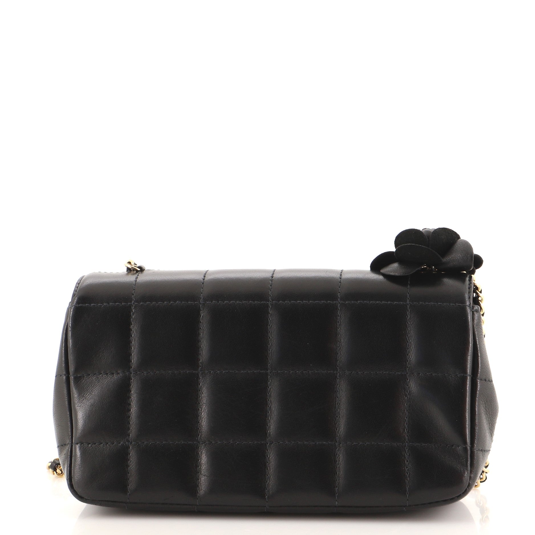Camellia Chocolate Bar Flap Bag Quilted Lambskin Mini