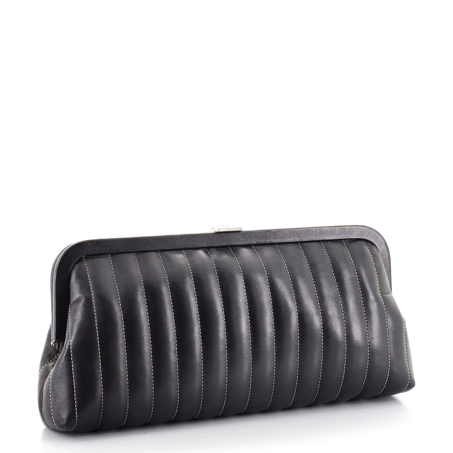 Mademoiselle Clutch Vertical Quilted Lambskin