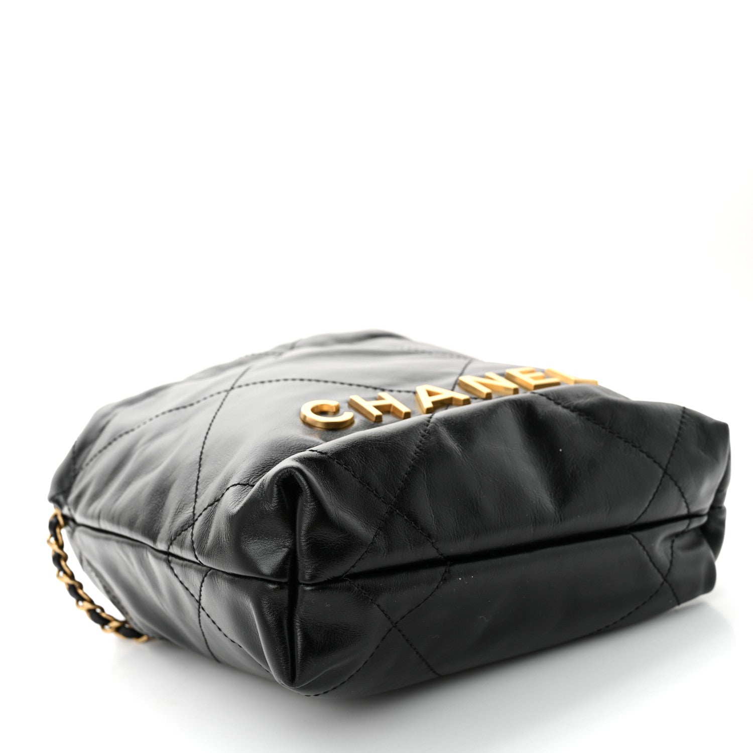 Shiny Calfskin Quilted Mini Chanel 22 Black