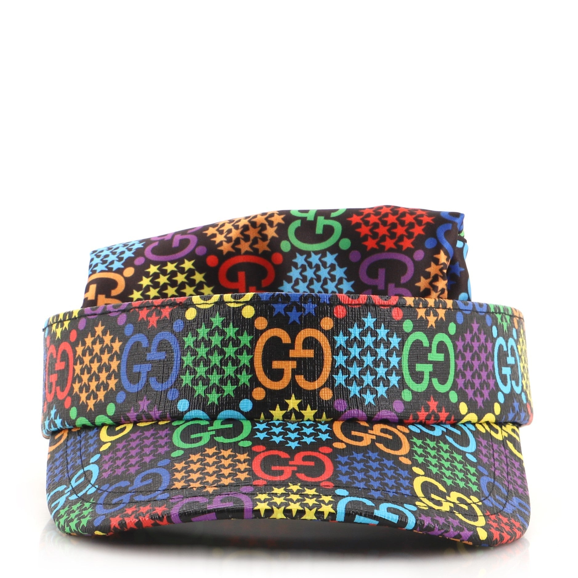 Sun Visor Psychedelic Print GG Coated Canvas XXL