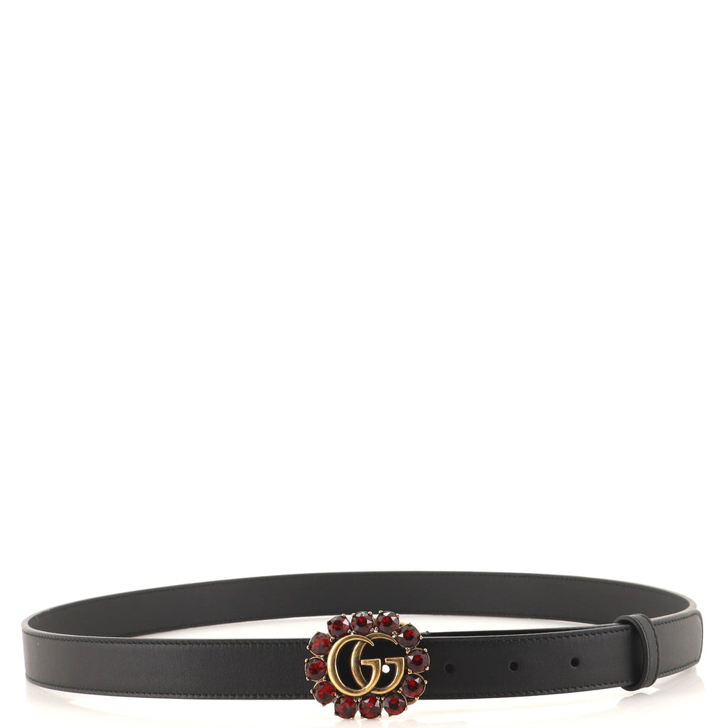 Crystal Around GG Belt Leather Thin 95
