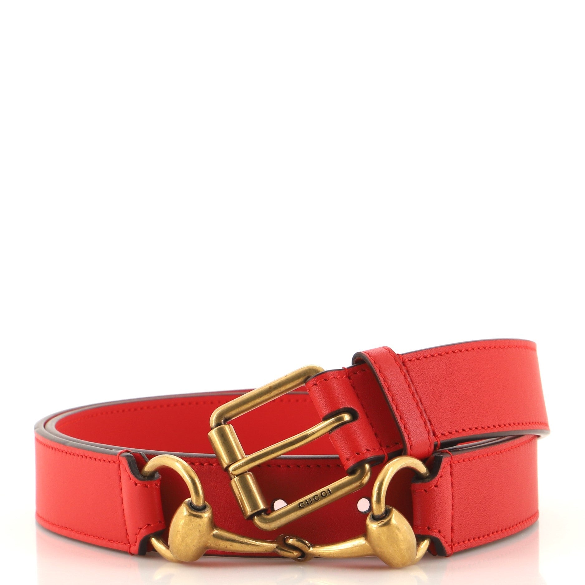 Horsebit Buckle Belt Leather Medium 110