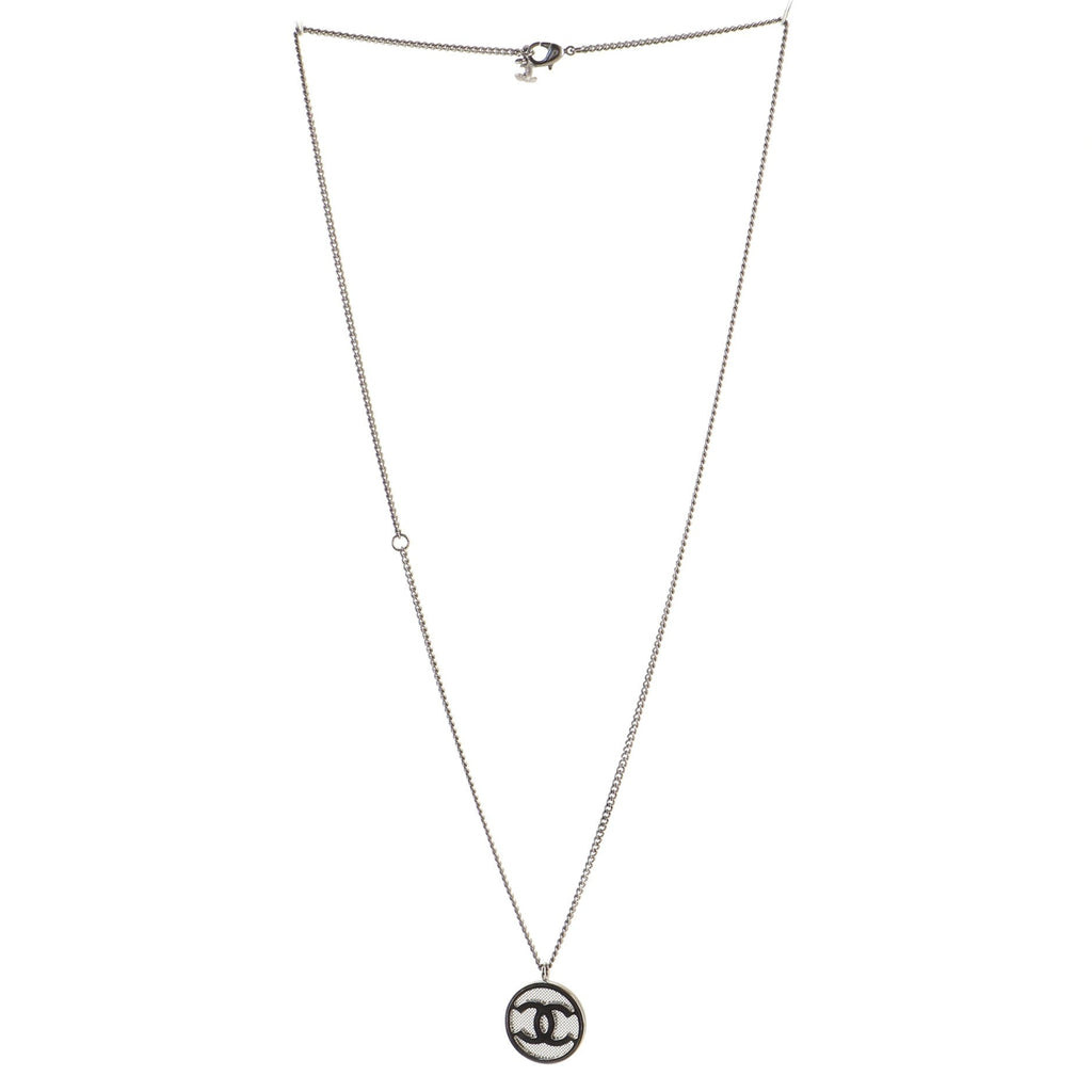 Round CC Tag Pendant Necklace Metal