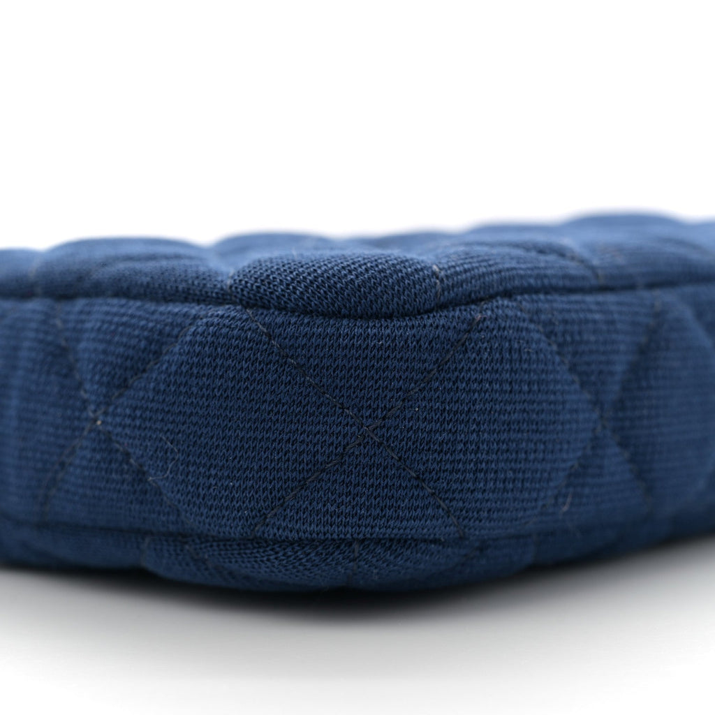 Jersey Quilted Small Clutch With Chain Navy