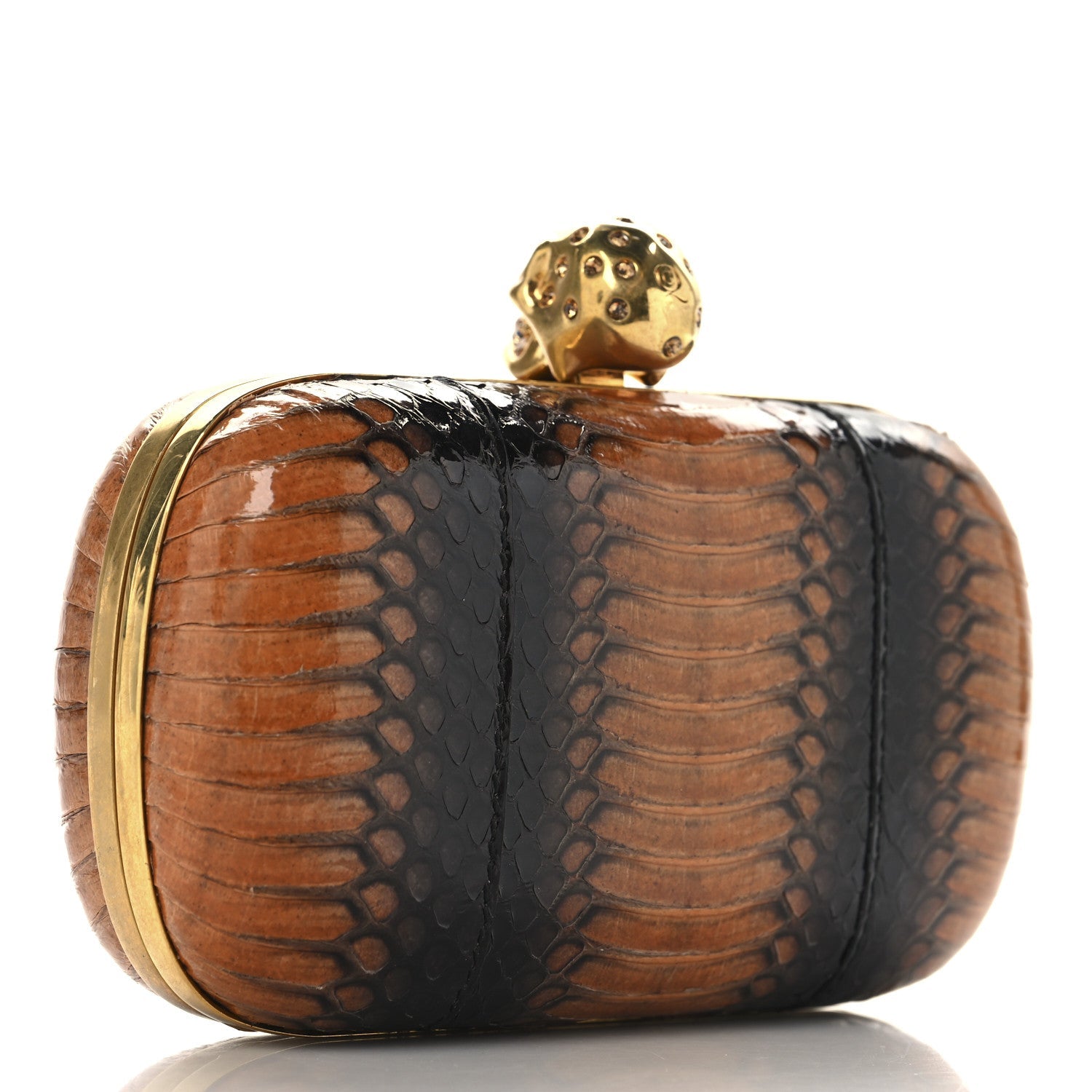 Python Skull Box Clutch Brown