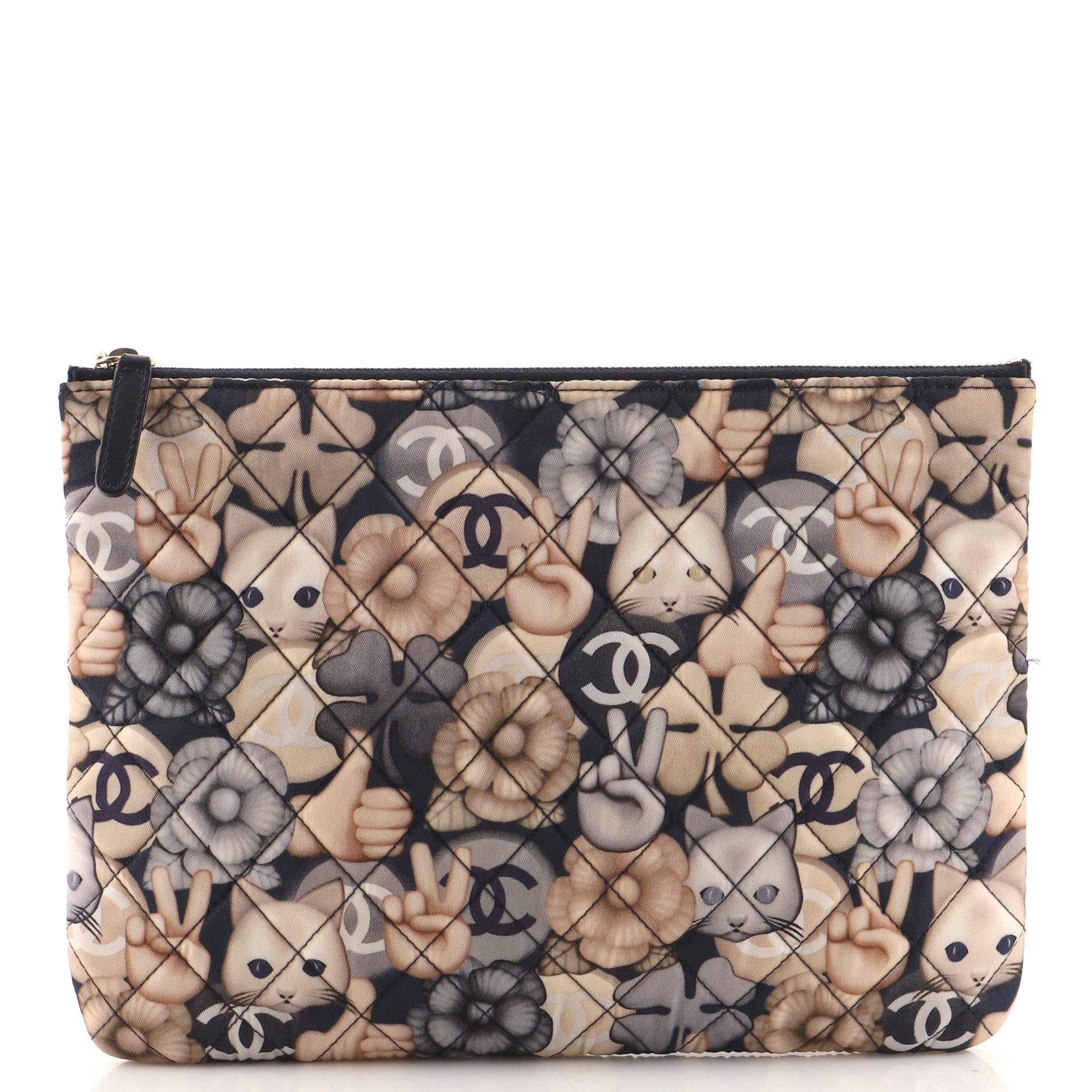 Emoticon O Case Clutch Quilted Printed Nylon Medium