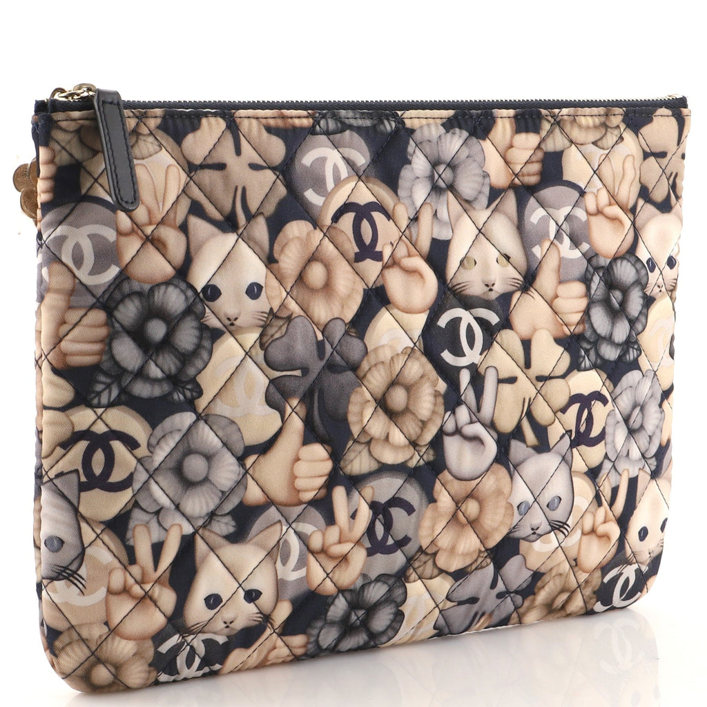 Emoticon O Case Clutch Quilted Printed Nylon Medium