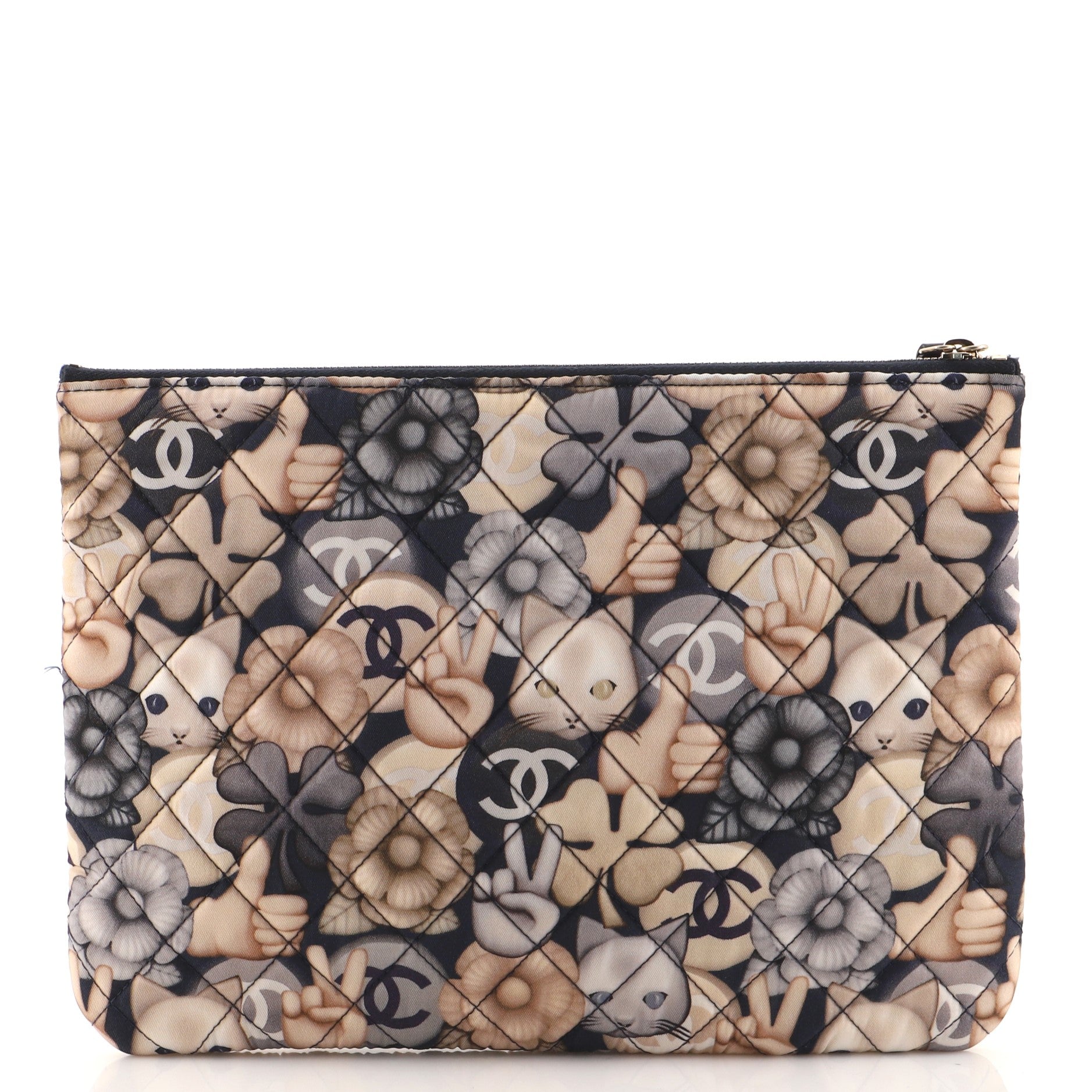 Emoticon O Case Clutch Quilted Printed Nylon Medium