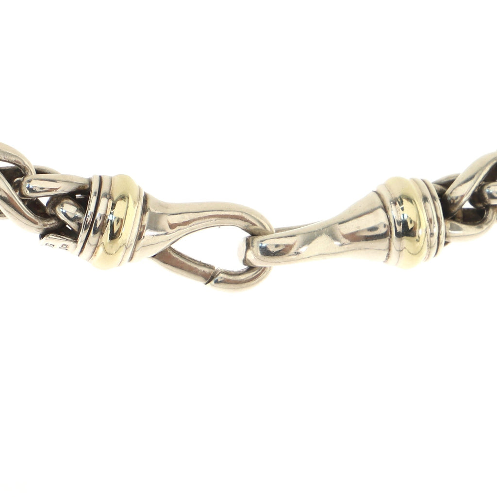 Wheat Chain Necklace Sterling Silver with 14K Yellow Gold 8mm