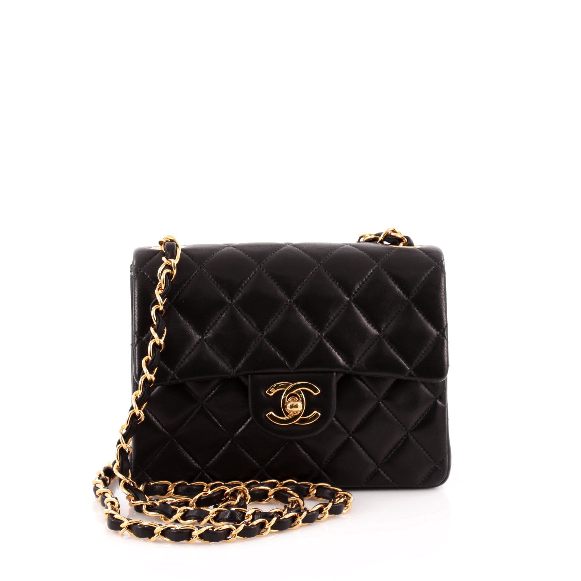 Vintage Square Classic Single Flap Bag Quilted Lambskin Mini