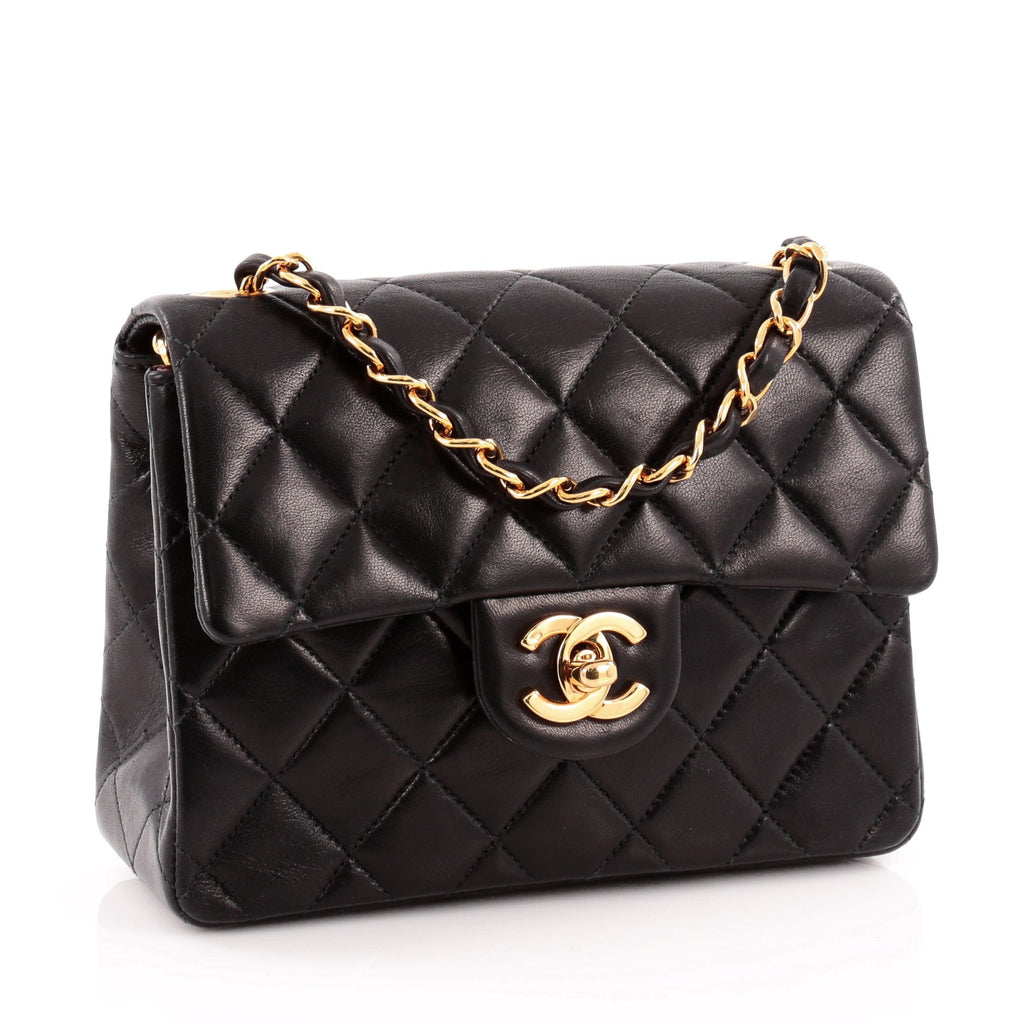 Vintage Square Classic Single Flap Bag Quilted Lambskin Mini