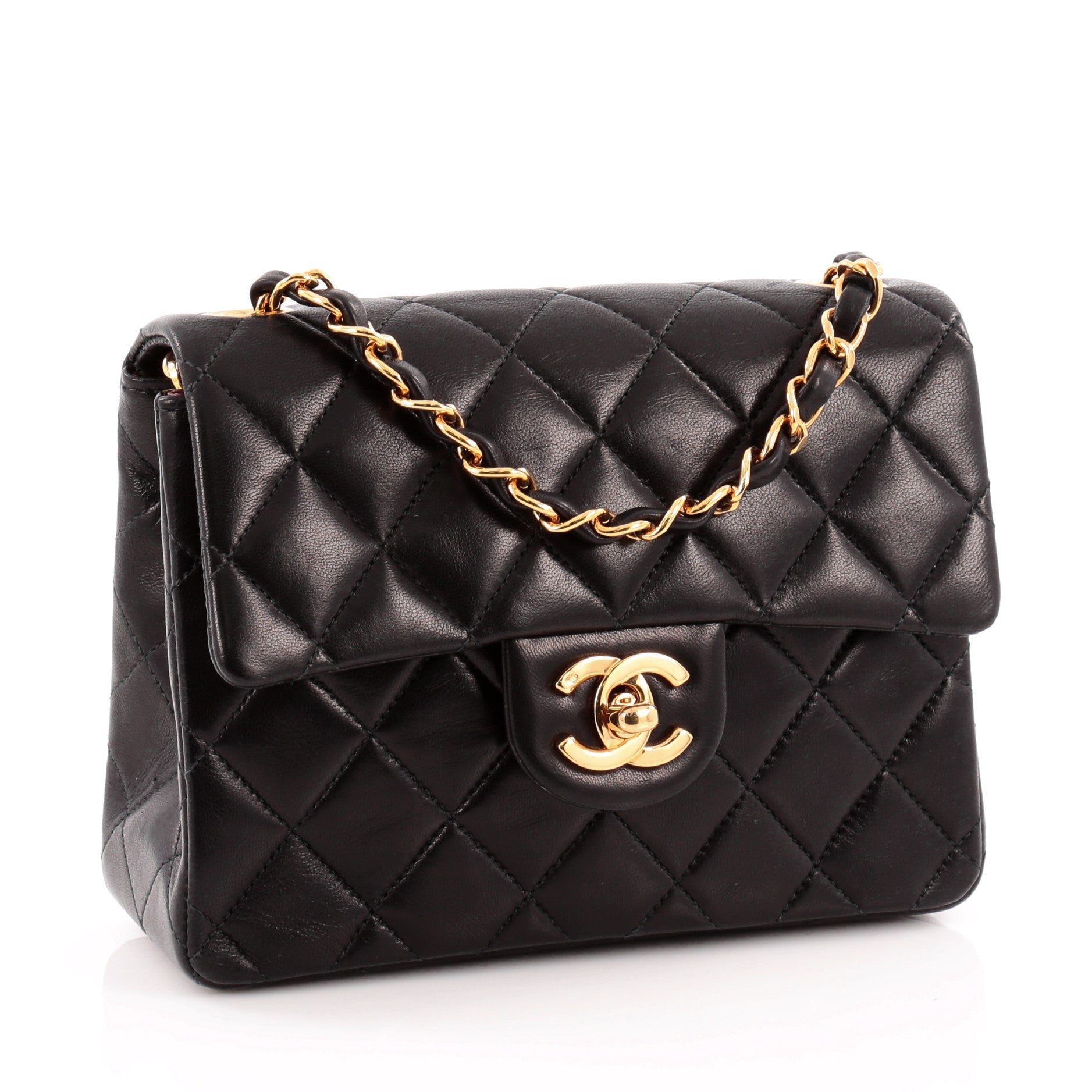 Vintage Square Classic Single Flap Bag Quilted Lambskin Mini