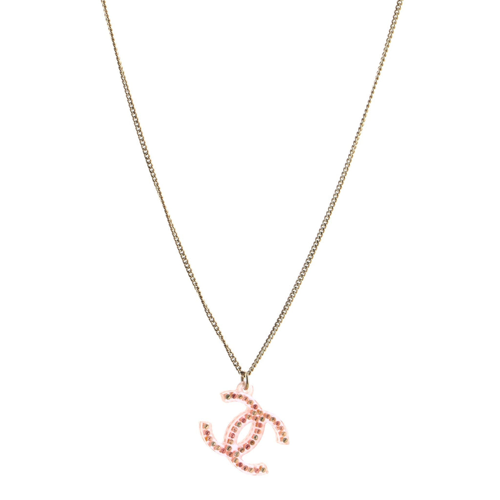 CC Pendant Necklace Metal with Resin and Crystals
